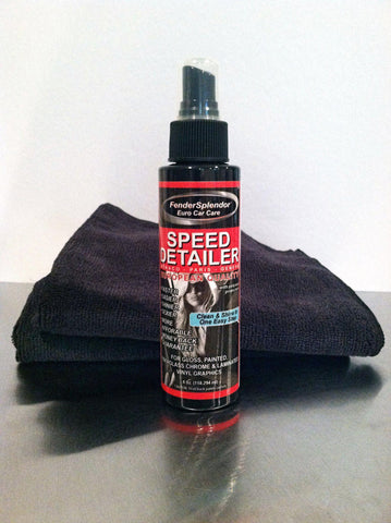 4 oz Euro Speed Detailer and 2 FenderSplendor Euro Car Care Microfiber Towels